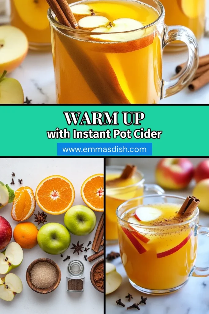 Warm up your fall season with this delightful Instant Pot apple cider recipe! This homemade apple cider is infused with sweet and tart apples, orange, cinnamon sticks, and a melody of spices, including cloves. Perfect for cozy evenings, this spiced cider with cloves is easy to make and packed with flavor. Enjoy a warm spiced cider that's sure to impress! Try this fall apple cider recipe today and savor the season. Save this recipe for later! #InstantPotAppleCider #WarmSpicedCider #FallRecipes #HomemadeAppleCider