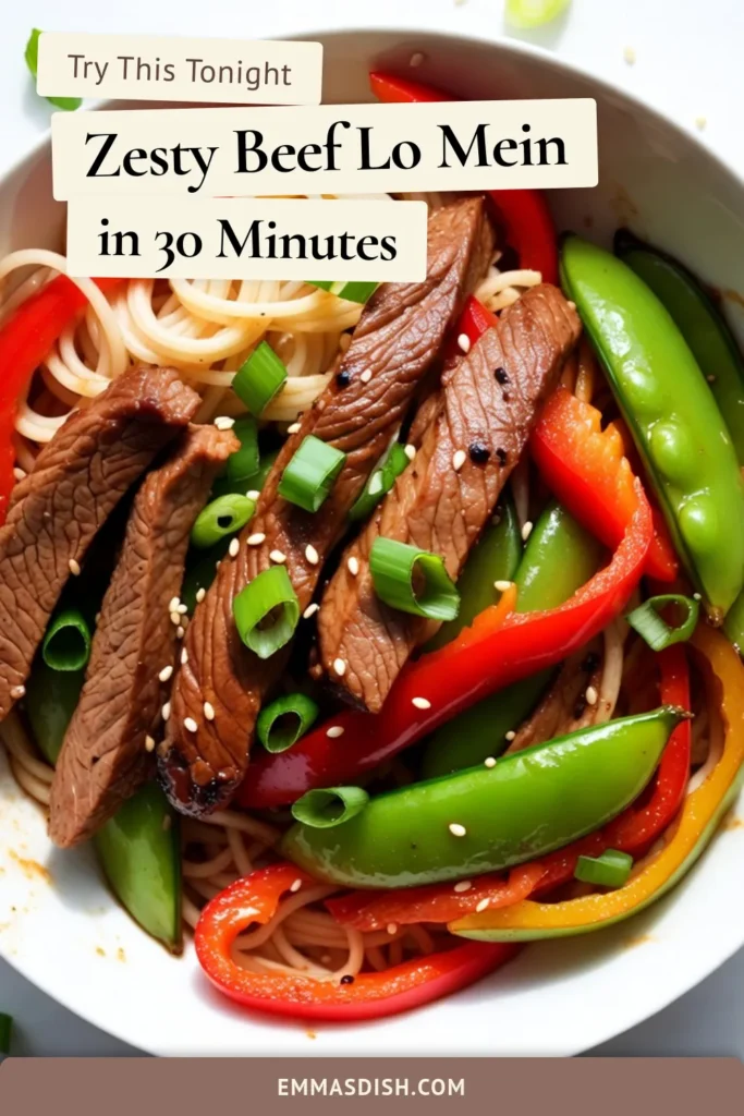 Discover the ultimate beef lo mein recipe that’s a quick stir fry delight! This easy lo mein noodles dish combines tender beef flank steak and vibrant veggies for a savory meal ready in just 30 minutes. Perfect for busy nights, this minute beef recipe will satisfy your cravings for delicious beef dishes. Try it now and elevate your dinner game! Save this recipe for later! #BeefLoMeinRecipe #QuickStirFryRecipe #EasyLoMeinNoodles #SavoryBeefDishes