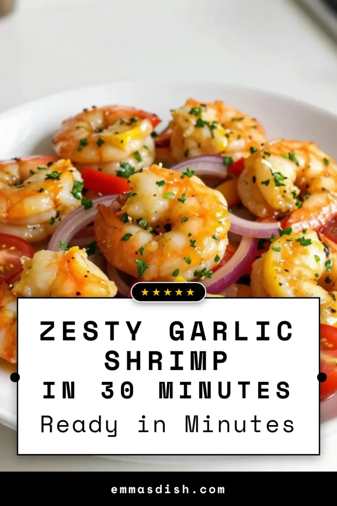 Discover the delicious flavors of this easy shrimp dinner with our lemon garlic shrimp recipe! This zesty shrimp dish combines succulent baked shrimp with vibrant vegetables, making it a perfect shrimpy fiesta recipe for any occasion. Ready in just 30 minutes, this sheet pan lemon garlic shrimp will impress your guests or family. Don&rsquo;t miss out&mdash;save this recipe for your next meal! #ShrimpRecipe #EasyDinner #SheetPanMeals #LemonGarlicShrimp