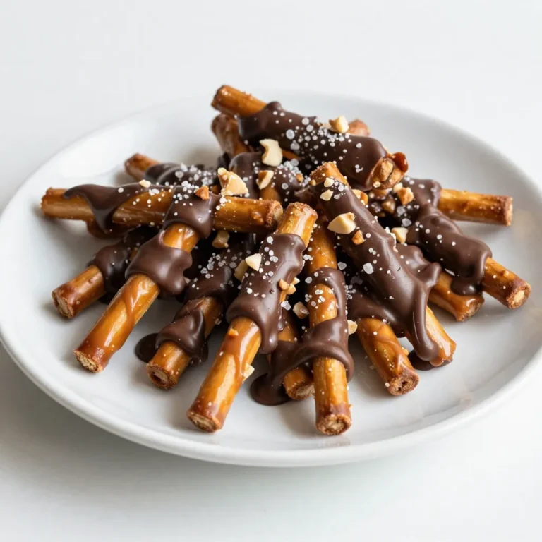 To make Salted Caramel Pretzel Bark, gather these items: - 2 cups pretzel sticks - 1 cup semi-sweet chocolate chips - 1 cup caramel sauce (store-bought or homemade) - 1/2 teaspoon sea salt - 1 tablespoon unsalted butter - Optional: 1/2 cup chopped nuts (pecans or almonds) You can swap some ingredients if needed: - Use milk chocolate chips for a sweeter taste. - Try dark chocolate for a richer flavor. - If you don’t have pretzel sticks, use pretzel squares. - For a nut-free option, skip the nuts. - Use dairy-free butter to make it vegan. When buying ingredients, look for these tips: - Choose pretzels that are fresh and crunchy. - Buy high-quality chocolate chips for the best flavor. - Use a thick caramel sauce that will hold up well. - Opt for sea salt for a more complex taste. - If using nuts, pick fresh ones to avoid bitterness. By using good ingredients, your Salted Caramel Pretzel Bark will taste amazing! {{ingredient_image_1}} First, preheat your oven to 350°F (175°C). This helps the bark bake evenly. Next, grab your baking sheet and line it with parchment paper. Leave some paper hanging over the edges. This makes it easy to pull out the bark later. Now, take your pretzel sticks. Spread them evenly across the baking sheet. Make sure they are close together, but don't let them overlap. A good layer of pretzels gives your bark a nice crunch. In a small saucepan, add one tablespoon of unsalted butter. Turn the heat to low and let it melt. Once it’s melted, pour in one cup of caramel sauce. You can use store-bought or homemade, whichever you prefer. Stir the butter and caramel together until they blend smoothly. This mix will be the sweet glue for your pretzels. Make sure it’s well combined. If you want, you can add chopped nuts at this stage for extra flavor. Now, take your caramel mixture and pour it over the pretzel sticks. Use a spatula to spread it out evenly. It should cover all the pretzels. Bake the sheet in the oven for 10 to 12 minutes. Watch it closely as it cooks. You want it bubbly and golden, not burnt! When it’s done, take it out and sprinkle one cup of semi-sweet chocolate chips on top. Let them sit for about 5 minutes to soften. After that, use your spatula to spread the melted chocolate over the caramel and pretzels. Finally, sprinkle half a teaspoon of sea salt on top. You can adjust the salt to your taste. If you added nuts, now is the time to sprinkle them, too. Allow the bark to cool for 30 minutes at room temperature. Then, place it in the fridge for another 30 minutes to set completely. Once it's firm, lift the bark out using the parchment paper and break it into pieces. Enjoy your sweet and salty treat! To get the best texture for your bark, follow a few key steps. First, spread the pretzel sticks close, but not overlapping. This helps keep the bark firm. Bake it just until bubbly and golden. This usually takes about 10 to 12 minutes. Keep an eye on it so it does not burn. If you bake too long, the bark will get hard and lose its chewy goodness. Salt is key in this recipe. It brings out the sweet flavor of the caramel and chocolate. Use sea salt for the best taste. Start with 1/2 teaspoon, then taste and adjust. If you want more saltiness, sprinkle a bit more on top. Just remember, a little goes a long way. You want the salt to enhance, not overpower. Presentation can make your bark even more appealing. After breaking the bark into pieces, arrange them on a nice platter. Drizzle extra caramel sauce over the top for a fancy touch. You can also add some chopped nuts for color and crunch. This makes your snack look great and taste even better. Enjoy sharing this treat! Pro Tips Use Fresh Ingredients: Ensure your chocolate chips and caramel sauce are fresh for the best flavor and texture in your bark. Watch the Baking Time: Keep a close eye on the bark while it bakes to prevent burning; every oven is different, so check for a bubbly and golden appearance. Customize Your Nuts: Feel free to experiment with different types of nuts or even add crushed pretzels on top for extra crunch and flavor. Storing Your Bark: Store the pretzel bark in an airtight container at room temperature for up to a week to maintain its crunchiness. {{image_2}} You can mix in nuts for extra crunch. Pecans and almonds work well. You can also try walnuts or cashews. Simply chop them and sprinkle on top of the chocolate layer. This adds a nice flavor contrast. If you're nut-free, leave them out. The bark still tastes great without them. You can switch up the chocolate. Dark chocolate gives a rich taste. Milk chocolate is sweeter and creamier. White chocolate adds a unique touch. Try mixing different chocolates for fun flavors. Just remember, the type of chocolate changes the overall taste. Pick what you love most! Adding flavors can take your bark to the next level. A dash of vanilla adds warmth. Espresso powder gives a nice coffee kick. You can also add a touch of cinnamon for warmth. Don’t be shy to experiment! Just a small amount can change everything. Try different flavors to find your favorite combo. To keep your salted caramel pretzel bark fresh, store it in an airtight container. This helps maintain its crunch. You can layer parchment paper between pieces. This prevents them from sticking together. Avoid leaving it in a warm place, as heat can melt the chocolate. When stored properly, your bark lasts about one week at room temperature. If you place it in the fridge, it can last up to two weeks. Just remember that cold storage may change the texture slightly. You can freeze the bark for longer storage. Cut it into pieces and wrap each piece in plastic wrap. Then, place them in a freezer-safe bag or container. The bark can stay fresh for about three months in the freezer. To enjoy, thaw it in the fridge overnight before serving. Yes, you can use homemade caramel sauce for this recipe. Making your own caramel adds a personal touch. Use a simple recipe with sugar, butter, and cream. Stir until smooth. This will give your bark a rich taste. Remember to let the caramel cool slightly before pouring it over the pretzels. You can get creative with toppings! Here are some ideas: - Chopped nuts like pecans or almonds - Crushed pretzels for extra crunch - Drizzled white chocolate for added sweetness - Sprinkles for a fun, colorful look Experimenting with toppings can make your bark unique. To keep pretzels crunchy, bake them first. Lay them out on your baking sheet and bake for 5 minutes at 350°F (175°C). This step helps them stay crispy. Pour the warm caramel over them quickly to avoid sogginess. Yes, you can make a vegan version! Replace the butter with coconut oil. Use dairy-free chocolate chips and a plant-based caramel sauce. Many stores sell vegan caramel options. This way, everyone can enjoy the sweet and salty treat! In this post, I shared how to make delicious bark with simple steps and quality ingredients. You learned about ingredient choices, substitutions, and tips for perfect texture. I also offered creative variations and storage tips. Remember, the key is to experiment and find what you love. Use this guide to create your own tasty bark. Enjoy making it as much as you will eating it!