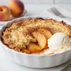 For this peach cobbler dump cake, you need: - 4 cups fresh peaches, sliced (or 2 cans of sliced peaches, drained) - 1 cup granulated sugar - 1 teaspoon ground cinnamon - 1 cup self-rising flour - 1 cup whole milk - 1/2 cup unsalted butter, melted - 1 teaspoon vanilla extract - Optional: Ice cream or whipped cream for serving Fresh peaches give this dessert a bright flavor. If you use canned peaches, make sure to drain them well. Measuring correctly is key. Use a dry measuring cup for flour and sugar. For milk, use a liquid measuring cup. When you melt the butter, let it cool a bit before mixing it in. This helps keep the batter light. When you slice fresh peaches, try to make the pieces even. This helps them cook evenly. Toss the peaches with sugar and cinnamon gently. This helps the flavors mix well. I love serving this dump cake warm. A scoop of vanilla ice cream on top makes it extra special. You can also add whipped cream for a light touch. If you want, sprinkle some cinnamon on top for a nice finish. It adds a bit of flair and flavor! {{ingredient_image_1}} First, gather your peaches. You can use fresh peaches or canned ones. If using fresh, slice four cups of ripe peaches. If using canned, drain two cans of sliced peaches. In a mixing bowl, combine the peaches with 1/4 cup of granulated sugar and 1/2 teaspoon of ground cinnamon. This step brings out the sweet flavor. Toss the peaches gently to coat them well. Next, spread the peaches evenly in a greased 9x13-inch baking dish. In a different bowl, mix 1 cup of self-rising flour with the remaining sugar (3/4 cup) and the last 1/2 teaspoon of cinnamon. Whisk these dry ingredients together well. Now, add 1 cup of whole milk, 1/2 cup of melted unsalted butter, and 1 teaspoon of vanilla extract. Stir all the ingredients until just combined. It&rsquo;s okay if the batter is a little lumpy; that&rsquo;s normal. Now it&rsquo;s time to bake! Pour the batter over the peaches in the baking dish. Do not stir; just let the batter float on top of the peaches. Bake in the preheated oven at 350&deg;F for 45-50 minutes. You&rsquo;ll know it&rsquo;s ready when the top turns golden brown and a toothpick comes out clean. Once baked, take it out and let it cool for about 10 minutes. This cooling time helps the flavors mix. Enjoy your delicious peach cobbler dump cake warm! To get the best texture in your peach cobbler dump cake, follow these steps: - Make sure your peaches are fresh. If using canned peaches, drain them well. - Use self-rising flour to achieve a nice rise. This gives the cake a light feel. - Mix the batter just until it is combined. Lumps are okay and help with texture. You can make your dump cake even more tasty with these ideas: - Add a pinch of nutmeg for warmth. This pairs well with the cinnamon. - Try mixing in some blueberries or raspberries for a fruity twist. - Add a splash of almond extract for a unique flavor. It goes great with peaches. Serve your peach cobbler dump cake warm for the best taste. Here are my favorite ways: - Top it with a scoop of vanilla ice cream. The cold ice cream melts into the warm cake. - Use whipped cream for a light and fluffy topping. A sprinkle of cinnamon adds a nice touch. - Serve it in small bowls to make it feel special. Everyone loves a cozy dessert! Pro Tips Choose the Right Peaches: For the best flavor, use ripe, fresh peaches. If using canned peaches, select those packed in juice rather than syrup for a more natural taste. Don&rsquo;t Overmix the Batter: A few lumps in the batter are perfectly fine. Overmixing can result in a dense cobbler rather than a light, fluffy texture. Experiment with Spices: Feel free to add nutmeg or ginger to the cinnamon for a unique flavor twist that complements the peaches beautifully. Let it Cool: Allow the cobbler to cool for at least 10 minutes before serving. This helps the juices thicken up a bit, making it easier to serve. {{image_2}} You can swap peaches for other fruits. Try using blueberries, cherries, or apples. Each fruit brings a new taste. For example, use 4 cups of fresh blueberries instead of peaches. Just mix the sugar and cinnamon as you would with peaches. This keeps the sweet and spicy flavors strong. You can even mix fruits for a fun twist! To make this cake gluten-free, use a gluten-free flour blend. Many stores sell good options. For a dairy-free version, replace whole milk with almond or oat milk. Use coconut oil instead of butter. These swaps keep the cake tasty and fluffy. You won&rsquo;t miss the gluten or dairy! Add texture with toppings. Chopped nuts, like pecans or walnuts, give a nice crunch. Sprinkle them on before baking. You can also make a crumble with oats and brown sugar. Mix 1 cup of oats with 1/2 cup of brown sugar and 1/4 cup of melted butter. This adds a sweet, crunchy layer on top. Feel free to get creative with your toppings! After you enjoy your peach cobbler dump cake, let it cool. Cover it with plastic wrap or foil. Store it in the fridge for up to four days. This keeps it fresh and tasty. If you have more leftovers, try to store them in an airtight container. This helps to lock in moisture and flavor. When you&rsquo;re ready to eat leftover peach cobbler, preheat your oven to 350&deg;F (175&deg;C). Place the cobbler in an oven-safe dish. Cover it with foil to avoid burning the top. Heat it for about 15 to 20 minutes. You can also use the microwave. Just warm a slice for 30 to 60 seconds. Enjoy it warm, as it brings back the best flavors. If you want to save some peach cobbler for later, freezing is a great option. First, let it cool completely. Then, cut it into slices. Wrap each slice tightly in plastic wrap. Place the wrapped slices in a freezer bag or container. Label and date it. You can freeze the cobbler for up to three months. To eat, thaw it in the fridge overnight. Then, reheat it as mentioned above. This way, you can enjoy your peach cobbler dump cake anytime! Yes, you can use frozen peaches. Just let them thaw first. Drain any extra juice before mixing. This keeps the cake from getting too soggy. Frozen peaches work well and taste great too. To check if it&rsquo;s done, look for a golden top. You can also use a toothpick. Insert it into the center of the cake. If it comes out clean, the cake is ready. Baking usually takes 45 to 50 minutes. You can prepare the peach layer ahead of time. Just mix the peaches and sugar, then store them in the fridge. Make the batter just before baking. This keeps the cake fresh and tasty. Peach Cobbler Dump Cake is easy and fun to make. You learned about ingredients, preparation, and step-by-step instructions. We also covered tips for texture, flavor, and storage. If you want to change things up, many variations exist. This dessert is perfect for any occasion. Enjoy it fresh, warm, or cold. With these tips, you will create a tasty treat everyone loves. Your baking journey just got sweeter!