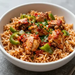 To make Cajun dirty rice with chicken, you need these simple ingredients: - 1 cup long-grain jasmine rice - 1 lb chicken thighs, diced - 1/2 cup small diced onion - 1/2 cup small diced green bell pepper - 1/2 cup small diced celery - 3 cloves garlic, minced - 1/4 cup tomato paste - 2 cups chicken broth - 1 tablespoon Cajun seasoning - 1 teaspoon smoked paprika - 1/2 teaspoon black pepper - 1/2 teaspoon cayenne pepper (adjust to taste) - 2 tablespoons olive oil - Fresh parsley for garnish You can swap some ingredients if you need to. For the chicken, you can use turkey or even sausage. If you want a vegetarian dish, try using mushrooms or lentils. Instead of jasmine rice, you can use any long-grain rice. If you don't have Cajun seasoning, mix paprika, garlic powder, and onion powder for a similar taste. Garnishing adds a nice touch to your dish. Fresh parsley is always good for color and flavor. You can also use green onions for a crisp bite. If you like heat, try adding a few slices of fresh jalape&ntilde;o. For a zesty twist, serve with lime wedges on the side. {{ingredient_image_1}} Start by rinsing the jasmine rice under cold water. This step is key. Rinsing removes excess starch, which helps the rice stay fluffy. Keep rinsing until the water runs clear. Once done, set the rice aside. Next, gather your veggies. Dice 1/2 cup each of onion, green bell pepper, and celery. Mince 3 cloves of garlic. This mix is known as the "holy trinity" in Cajun cooking. It will add great flavor! In a large skillet, heat 2 tablespoons of olive oil over medium heat. Once hot, add the diced chicken thighs. Season with salt and black pepper. Cook for about 5-7 minutes until the chicken is browned and cooked through. This makes sure your chicken is juicy and tender. After cooking, remove the chicken from the skillet and set it aside. You want to keep those tasty juices in the pan for the next steps. In the same skillet, add the diced onion, green bell pepper, and celery. Saut&eacute; these for about 4-5 minutes. You want them to soften nicely. Then, add the minced garlic and cook for another minute. You will smell the wonderful aroma! Next, stir in 1/4 cup tomato paste, 1 tablespoon Cajun seasoning, 1 teaspoon smoked paprika, and 1/2 teaspoon cayenne pepper. Let this cook for 2-3 minutes, stirring often. This step blends all the flavors together beautifully. Now it&rsquo;s time to add the rice. Pour the rinsed jasmine rice into the skillet and stir well. Coat the rice with the spices and veggie mix. Then, pour in 2 cups of chicken broth. Return the cooked chicken to the skillet too. Bring this mixture to a boil. Once boiling, reduce the heat to low. Cover the skillet and let it simmer. Wait about 20-25 minutes. The rice will absorb the liquid and become tender. After cooking, fluff the rice with a fork. Check the seasoning and adjust if needed. Serve hot, garnished with chopped fresh parsley. Enjoy your flavorful Cajun dirty rice with chicken! To get the best flavor in your Cajun dirty rice, use fresh ingredients. Fresh herbs, like parsley, add a bright touch. Cajun seasoning is key. It gives the dish its signature kick. Use a high-quality chicken broth for depth. If you want more heat, add a bit more cayenne pepper. Taste as you cook. Adjust the spices to match your preference. Cooking rice perfectly is crucial. Rinse the jasmine rice to remove extra starch. This keeps the rice from getting sticky. Use a 2:1 ratio of liquid to rice for best results. Bring the pot to a boil before reducing the heat. Cover tightly to trap steam. Let it simmer gently. Avoid lifting the lid too often. This helps the rice cook evenly and absorb all the flavors. Cajun dirty rice pairs well with many sides. A simple green salad balances the dish nicely. You can also serve it with cornbread for a Southern touch. For extra protein, grilled shrimp or sausage work great. Don&rsquo;t forget a squeeze of lemon on top for brightness. This meal is perfect for gatherings. It's hearty, filling, and full of flavor. Pro Tips Rinse Your Rice: Rinsing jasmine rice before cooking helps to remove excess starch, ensuring that your rice is fluffy and not sticky. Adjust the Spice: Feel free to adjust the amount of cayenne pepper to suit your spice tolerance. Start with less if you prefer a milder dish. Rest the Dish: Allowing the dirty rice to sit for a few minutes after cooking helps the flavors meld together for a more delicious result. Garnish for Freshness: Fresh parsley not only adds color but also a fresh flavor that complements the richness of the dish beautifully. {{image_2}} If you want a meat-free dish, you can still enjoy dirty rice. Use a mix of vegetables like mushrooms, carrots, and zucchini. They add great texture and flavor. For protein, try black beans or lentils. Both will give you a hearty meal. You can replace chicken broth with vegetable broth for added depth. This makes a tasty vegetarian dirty rice that everyone can love. Dirty rice is flexible. You can swap out chicken for other proteins. Shrimp adds a nice touch. Just saut&eacute; it until pink and tender. You can also use sausage, like andouille or smoked sausage. This will give the dish a smoky flavor. Cook the sausage first to get the oils out, then follow the same steps. Each protein brings unique flavors, making this dish your own. Want to play with the heat? Adjust the spice level to your taste. If you like it mild, cut back on the cayenne pepper. You can also use sweet paprika instead of smoked paprika for less heat. For a spicy kick, add more cayenne or hot sauce. You can even toss in some chopped jalape&ntilde;os. Just remember to taste as you go! This way, you control the heat for everyone at your table. To store leftovers of Cajun dirty rice with chicken, first let it cool down. Then, scoop the rice into an airtight container. Make sure to remove as much air as possible. Seal the container tightly to keep out moisture and bacteria. Place it in the fridge. It will stay fresh for about three to four days. When you want to enjoy the leftovers, take them out of the fridge. You can reheat the rice in a few ways. The microwave is quick and easy. Just place the rice in a bowl and cover it with a damp paper towel. Heat for about 2-3 minutes, stirring halfway through. You can also use a skillet. Add a splash of chicken broth to keep it moist. Heat over medium heat, stirring until warm. If you want to save Cajun dirty rice for later, freezing is a great option. Transfer the cooled rice into freezer-safe bags. Push out as much air as you can before sealing. Label the bags with the date. You can freeze it for up to three months. When you're ready to eat, thaw it overnight in the fridge. Then reheat it using the methods above. Enjoy your flavorful comfort meal anytime! Cajun Dirty Rice is a rich, flavorful dish from Louisiana. It combines rice with meat and spices. The name "dirty" comes from the rice taking on a brown color from the meat and seasonings. Common ingredients include chicken, sausage, and a mix of veggies. It is perfect for family meals or gatherings. Yes, you can make Cajun Dirty Rice ahead of time. Prepare the dish as usual and let it cool. Store it in an airtight container in the fridge. This makes it easy for meal prep. Just reheat it when you're ready to eat. Cajun Dirty Rice lasts about 3 to 4 days in the fridge. Ensure it is stored in an airtight container. Always check for signs of spoilage before eating leftovers. If it looks or smells off, it&rsquo;s best to throw it away. Cajun Dirty Rice pairs well with many sides. Consider serving it with a simple green salad. Cornbread or crusty bread also makes a great match. You can add pickled vegetables for a nice crunch, too. Cajun Dirty Rice with Chicken combines great flavors and simple ingredients. You learned about the key items needed, how to cook them step by step, and tips for the best taste. Plus, you explored fun variations and storage tips. Remember, you can make this dish your own with different proteins and spice levels. Enjoy making this dish often! It&rsquo;s a crowd-pleaser that fits any table.