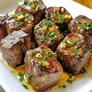 - 1 lb sirloin steak, cut into bite-sized cubes - 4 tablespoons unsalted butter - 4 cloves garlic, minced - 1 tablespoon fresh rosemary, chopped (or 1 teaspoon dried) - 1 tablespoon fresh thyme leaves (or 1 teaspoon dried) - Salt and pepper When I make Garlic Butter Steak Bites, I love using sirloin steak. It has great flavor and cooks well in bite-sized pieces. I cut the steak into cubes, which makes them easy to handle and cook. Next, I grab my butter. Unsalted butter works best. It gives a rich taste without too much salt. Garlic is key in this recipe. I use four cloves, minced, to pack in that bold flavor. For herbs, I choose fresh rosemary and thyme. They add a wonderful aroma and taste. If you don't have fresh herbs, dried ones work too. Just use less. Finally, I season everything with salt and pepper. This simple mix brings out the best in each ingredient. - Fresh parsley, chopped I like to add fresh parsley on top before serving. It adds a nice color and a hint of freshness. It&rsquo;s a small touch that makes a big difference! {{ingredient_image_1}} First, pat the steak cubes dry with paper towels. This step helps you get a better sear. A dry surface allows the meat to brown nicely. Next, season the steak cubes with salt and pepper. Make sure to coat all sides. This adds flavor and enhances the taste of each bite. Now, heat a large skillet over medium-high heat. Melt 2 tablespoons of butter in the skillet until it sizzles. This butter adds richness to the steak. Add the seasoned steak cubes in a single layer. Do not overcrowd the pan, as this can lead to steaming instead of searing. Sear the steak for about 2-3 minutes on each side. Cook until they are browned and reach your desired doneness. You may need to do this in batches. Once cooked, place the steak bites on a plate and cover them loosely with foil to keep warm. In the same skillet, lower the heat to medium. Add the remaining 2 tablespoons of butter and minced garlic. Saut&eacute; for about 1-2 minutes. Watch closely so the garlic does not brown. When you smell the garlic, it&rsquo;s time to add the herbs. Stir in the chopped rosemary and thyme. This adds a fresh taste to the sauce. Return the steak bites to the skillet. Toss everything together to coat the steak in the garlic butter and herbs. Cook for an extra minute to let the flavors mix. Finally, remove from heat and garnish with freshly chopped parsley before serving. To get a great sear on your steak bites, start with dry steak cubes. Pat them with paper towels to remove moisture. This helps the steak brown well. A hot skillet is key. Heat your skillet on medium-high until it's hot but not smoking. This means your steak will cook fast and get that nice crust. To boost flavor, I suggest using fresh herbs. Rosemary and thyme work great. You can also mix in some garlic powder or chili flakes for a kick. If you want a different taste, use olive oil or ghee instead of butter. Both add unique flavors to your steak bites. These steak bites pair well with many sides. Try them with mashed potatoes, rice, or a fresh salad. For a sauce, a creamy garlic sauce or chimichurri would be perfect. They are great for game nights or casual dinners. You can even serve them at parties as a fun appetizer. Pro Tips Pat the Steak Dry: Make sure to pat the steak cubes dry with paper towels. This helps achieve a perfect sear, locking in the juices and flavor. Don&rsquo;t Overcrowd the Pan: Sear the steak bites in batches if necessary. Overcrowding can lower the pan's temperature, resulting in steaming rather than searing. Use Fresh Herbs: Whenever possible, opt for fresh herbs over dried. Fresh rosemary and thyme provide a more vibrant flavor to the garlic butter sauce. Let It Rest: After cooking, let the steak bites rest for a few minutes before serving. This allows the juices to redistribute, making for a more tender bite. {{image_2}} You can use other cuts of steak besides sirloin. Ribeye, filet mignon, or flank steak all work well. Each cut has its own flavor and texture. Ribeye is rich and tender, while flank steak is lean and hearty. Cooking times also vary. - Ribeye: Cook for about 3-4 minutes per side. - Filet mignon: Cook for 2-3 minutes per side. - Flank steak: Cook for 4-5 minutes per side for medium-rare. Want to spice things up? Add chili flakes for heat or lemon zest for brightness. These tweaks can change the whole dish. You can also try other herbs. Fresh basil, oregano, or parsley add special flavors. Just remember to adjust the amount based on your taste. If you need gluten-free options, use gluten-free soy sauce instead of regular soy sauce in your marinade. For a low-carb version, skip any bread or heavy sides. Pair the steak bites with a fresh salad or roasted veggies. These options keep the meal light and tasty. To keep your garlic butter steak bites fresh, store them right. First, let the steak bites cool to room temperature. Avoid putting them in the fridge while hot, as this can create condensation. Place the steak bites in an airtight container. This helps lock in flavor and moisture. Use a container that fits well, as extra air can dry out the meat. You can store them in the fridge for up to three days. If you want them to last longer, consider freezing them. They can stay good in the freezer for about three months. When it&rsquo;s time to enjoy those tasty leftovers, reheating is key. You want to warm them without losing their flavor. The skillet method works best. Heat a little butter in the skillet over medium heat. Add the steak bites and heat for about three to five minutes. Stir them often to ensure even warming. If you choose the microwave, use a microwave-safe plate. Place a damp paper towel over the steak bites to keep them moist. Heat in short bursts of 30 seconds, stirring in between. This helps avoid overcooking. Keep an eye on them. You want them warm, not rubbery. With these methods, your garlic butter steak bites will taste great even the next day! Cooking steak bites takes about 10 to 15 minutes. First, you will sear the steak for 2 to 3 minutes on each side. If you cook in batches, it may take a bit longer. For best results, check the doneness with a meat thermometer. Aim for 130&deg;F for medium-rare and 145&deg;F for medium. Yes, you can use frozen steak, but it needs to thaw first. The best way is to leave it in the fridge overnight. If you're short on time, you can use the microwave on defrost mode. After thawing, pat it dry before cooking. This helps get a nice sear. Garlic butter steak bites pair well with many sides. Here are some ideas: - Mashed potatoes - Roasted vegetables - Rice or quinoa - Salad with fresh greens - Crusty bread to soak up the sauce These sides will complement the rich flavors of the steak bites and make your meal even more delightful. In this post, we covered making delicious garlic butter steak bites. You learned the key ingredients, like sirloin steak and fresh herbs. We shared easy steps for cooking, tips for the perfect sear, and fun variations. Lastly, we discussed storage and reheating for leftovers. Enjoy experimenting with flavors and serving these bites at your next meal. They are sure to impress everyone!